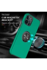 Uray store Apple iPhone 12 Pro Kılıf Elit Yüzüklü Kapak - Yeşil - Görsel 5