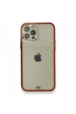 Uray store Apple iPhone 12 Pro Kılıf Liva Taşlı Silikon - Kırmızı