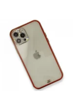 Uray store Apple iPhone 12 Pro Kılıf Liva Taşlı Silikon - Kırmızı - Görsel 3