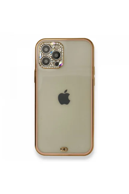 Uray store Apple iPhone 12 Pro Kılıf Liva Taşlı Silikon - Pembe