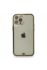 Uray store Apple iPhone 12 Pro Kılıf Liva Taşlı Silikon - Siyah