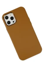 Uray store Apple iPhone 12 Pro Max Kılıf Asya Deri Silikon - Kahverengi - Görsel 3