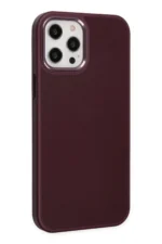 Uray store Apple iPhone 12 Pro Max Kılıf Asya Deri Silikon - Mürdüm - Görsel 2