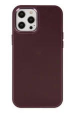 Uray store Apple iPhone 12 Pro Max Kılıf Asya Deri Silikon - Mürdüm