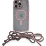 Uray store Apple iPhone 12 Pro Max Kılıf Divo Lazer Askılı Magsafe Kapak - Pembe