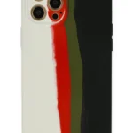 Uray store Apple iPhone 12 Pro Max Kılıf Ebruli Lansman Silikon - Beyaz-Siyah