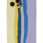 Uray store Apple iPhone 12 Pro Max Kılıf Ebruli Lansman Silikon - Sarı-Lila