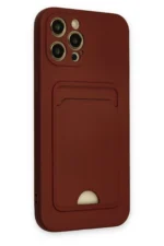 Uray store Apple iPhone 12 Pro Max Kılıf Kelvin Kartvizitli Silikon - Bordo - Görsel 3