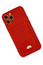 Uray store Apple iPhone 12 Pro Max Kılıf Kelvin Kartvizitli Silikon - Kırmızı - Görsel 3