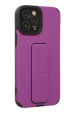 Uray store Apple iPhone 12 Pro Max Kılıf Mega Standlı Silikon - Mor - Görsel 2