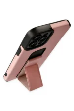 Uray store Apple iPhone 12 Pro Max Kılıf Mega Standlı Silikon - Pudra - Görsel 3