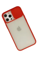 Uray store Apple iPhone 12 Pro Max Kılıf Palm Buzlu Kamera Sürgülü Silikon - Kırmızı - Görsel 2