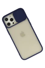 Uray store Apple iPhone 12 Pro Max Kılıf Palm Buzlu Kamera Sürgülü Silikon - Lacivert - Görsel 2