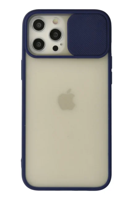 Uray store Apple iPhone 12 Pro Max Kılıf Palm Buzlu Kamera Sürgülü Silikon - Lacivert