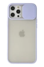 Uray store Apple iPhone 12 Pro Max Kılıf Palm Buzlu Kamera Sürgülü Silikon - Lila