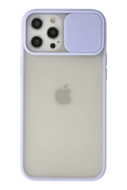 Uray store Apple iPhone 12 Pro Max Kılıf Palm Buzlu Kamera Sürgülü Silikon - Lila