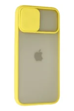 Uray store Apple iPhone 12 Pro Max Kılıf Palm Buzlu Kamera Sürgülü Silikon - Sarı - Görsel 3