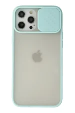 Uray store Apple iPhone 12 Pro Max Kılıf Palm Buzlu Kamera Sürgülü Silikon - Turkuaz