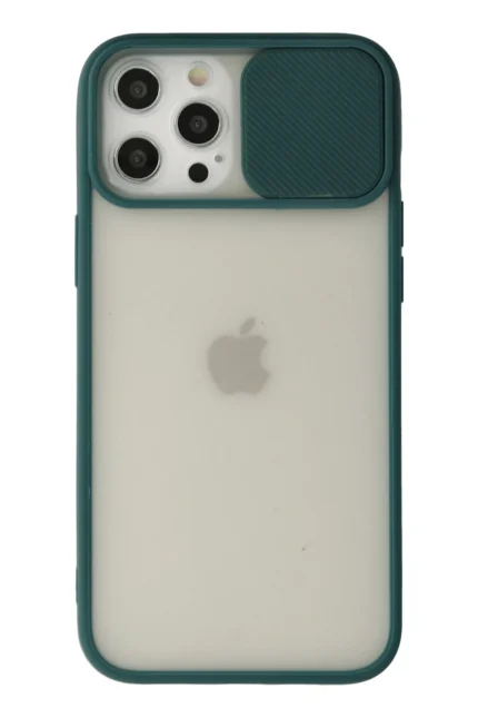 Uray store Apple iPhone 12 Pro Max Kılıf Palm Buzlu Kamera Sürgülü Silikon - Yeşil