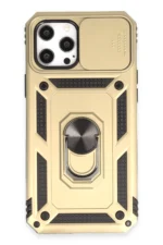 Uray store Apple iPhone 12 Pro Max Kılıf Pars Lens Yüzüklü Silikon - Gold