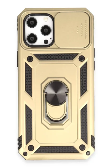Uray store Apple iPhone 12 Pro Max Kılıf Pars Lens Yüzüklü Silikon - Gold