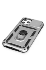 Uray store Apple iPhone 12 Pro Max Kılıf Pars Lens Yüzüklü Silikon - Gümüş - Görsel 4