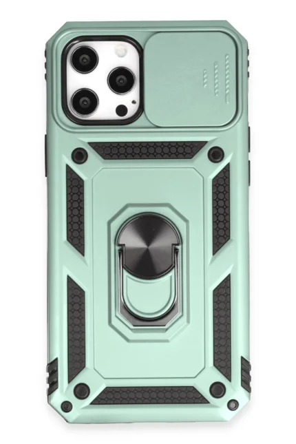 Uray store Apple iPhone 12 Pro Max Kılıf Pars Lens Yüzüklü Silikon - Yeşil
