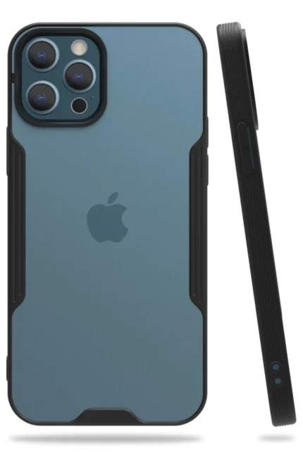 Uray store Apple iPhone 12 Pro Max Kılıf Platin Silikon - Siyah