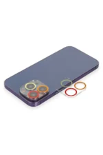 Uray store Apple iPhone 12 Pro Max Renkli Kamera Lens Koruma Cam - Turuncu-Kırmızı