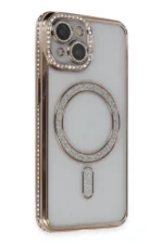 Uray store Apple iPhone 13 Kılıf Joke Simli Magneticsafe Kılıf - Gold