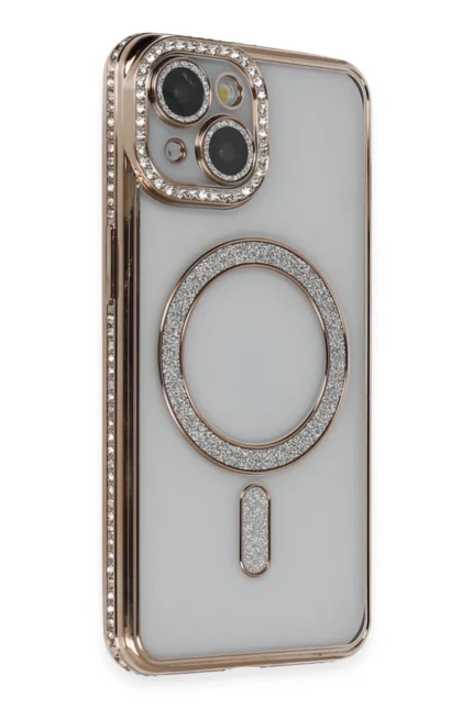 Uray store Apple iPhone 13 Kılıf Joke Simli Magneticsafe Kılıf - Gold