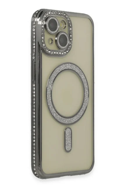 Uray store Apple iPhone 13 Kılıf Joke Simli Magneticsafe Kılıf - Gri