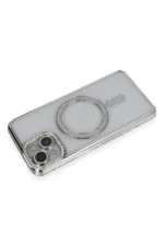 Uray store Apple iPhone 13 Kılıf Joke Simli Magneticsafe Kılıf - Gümüş - Görsel 2