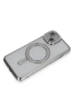 Uray store Apple iPhone 13 Kılıf Joke Simli Magneticsafe Kılıf - Gümüş - Görsel 3