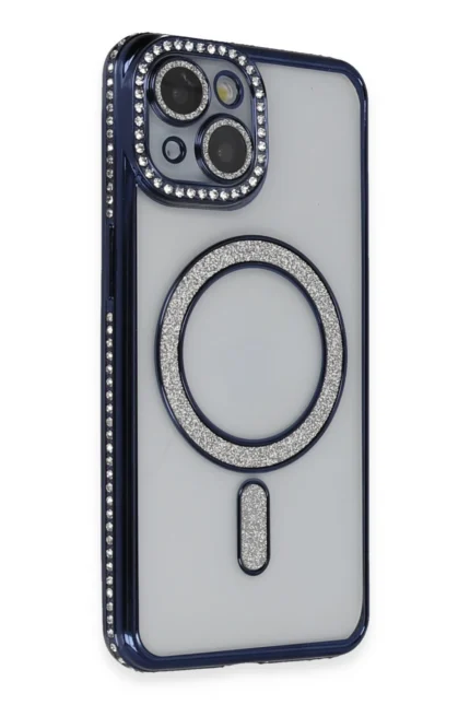 Uray store Apple iPhone 13 Kılıf Joke Simli Magneticsafe Kılıf - Lacivert