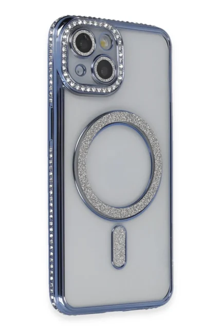 Uray store Apple iPhone 13 Kılıf Joke Simli Magneticsafe Kılıf - Mavi