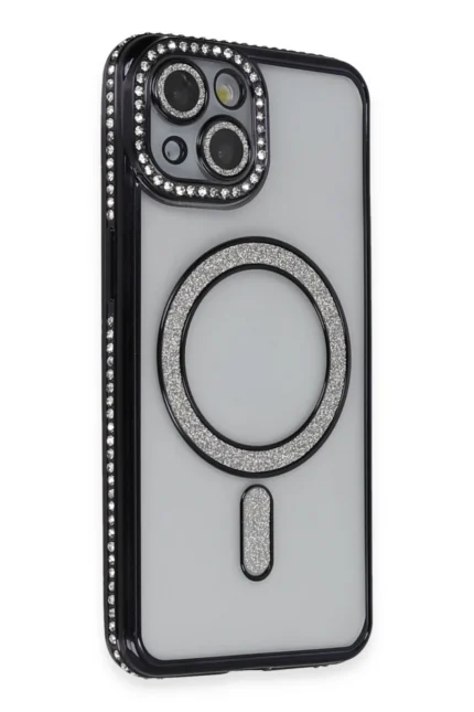 Uray store Apple iPhone 13 Kılıf Joke Simli Magneticsafe Kılıf - Siyah