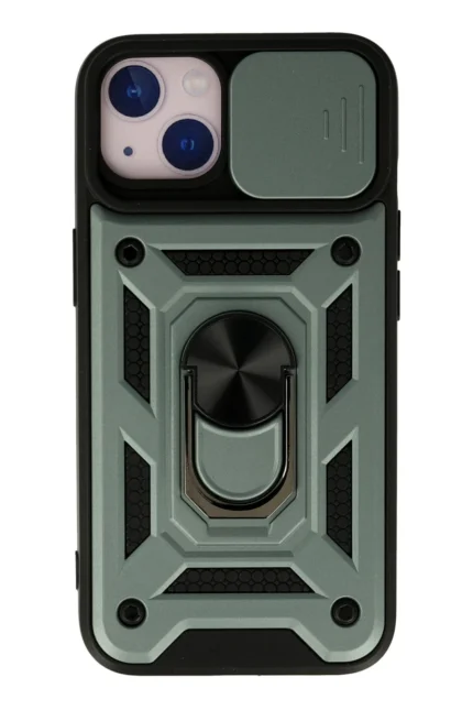 Uray store Apple iPhone 13 Kılıf Pars Lens Yüzüklü Silikon - Yeşil