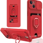 Uray store Apple iPhone 13 Kılıf Zuma Kartvizitli Yüzüklü Silikon - Kırmızı