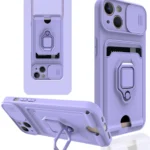 Uray store Apple iPhone 13 Kılıf Zuma Kartvizitli Yüzüklü Silikon - Lila