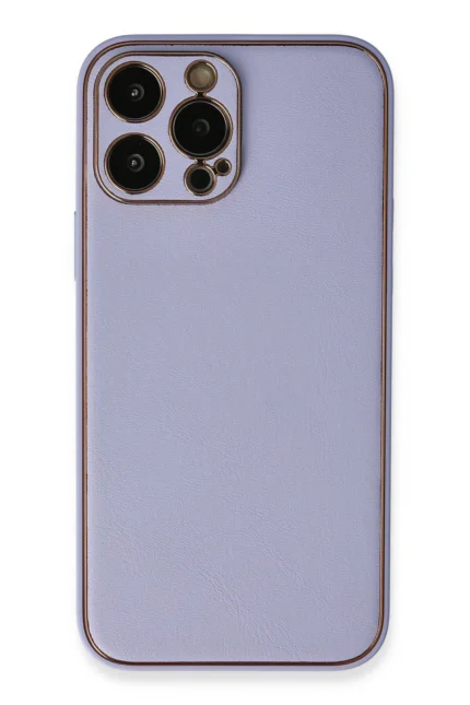 Uray store Apple iPhone 13 Pro Kılıf Coco Deri Silikon Kapak - Açık Lila