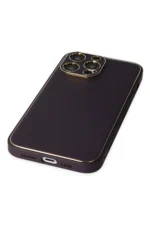 Uray store Apple iPhone 13 Pro Kılıf Coco Deri Silikon Kapak - Derin Mor - Görsel 4