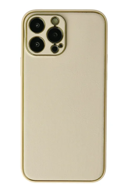 Uray store Apple iPhone 13 Pro Kılıf Coco Deri Silikon Kapak - Gold