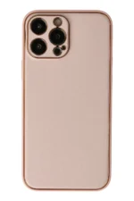 Uray store Apple iPhone 13 Pro Kılıf Coco Deri Silikon Kapak - Pudra