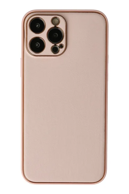 Uray store Apple iPhone 13 Pro Kılıf Coco Deri Silikon Kapak - Pudra
