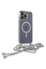 Uray store Apple iPhone 13 Pro Kılıf Divo Lazer Askılı Magsafe Kapak - Gümüş - Görsel 2