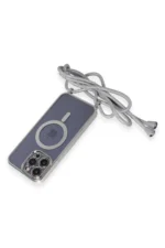 Uray store Apple iPhone 13 Pro Kılıf Divo Lazer Askılı Magsafe Kapak - Gümüş - Görsel 5