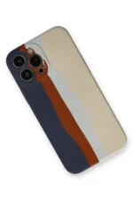 Uray store Apple iPhone 13 Pro Kılıf Ebruli Lansman Silikon - Lacivert-Krem - Görsel 2