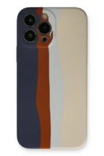 Uray store Apple iPhone 13 Pro Kılıf Ebruli Lansman Silikon - Lacivert-Krem