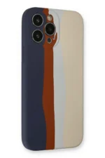 Uray store Apple iPhone 13 Pro Kılıf Ebruli Lansman Silikon - Lacivert-Krem - Görsel 3